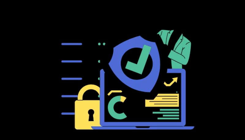 A man holds a shield with a padlock, symbolizing privacy laws and cookie limits affecting Retargeting advertising.
