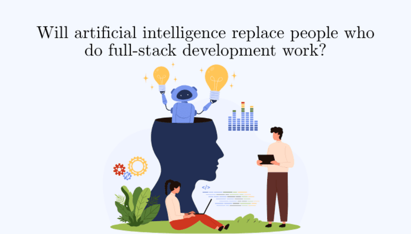 AI robot and coders discussing the future of FULL STACK WEB DEVELOPMENT and web automation