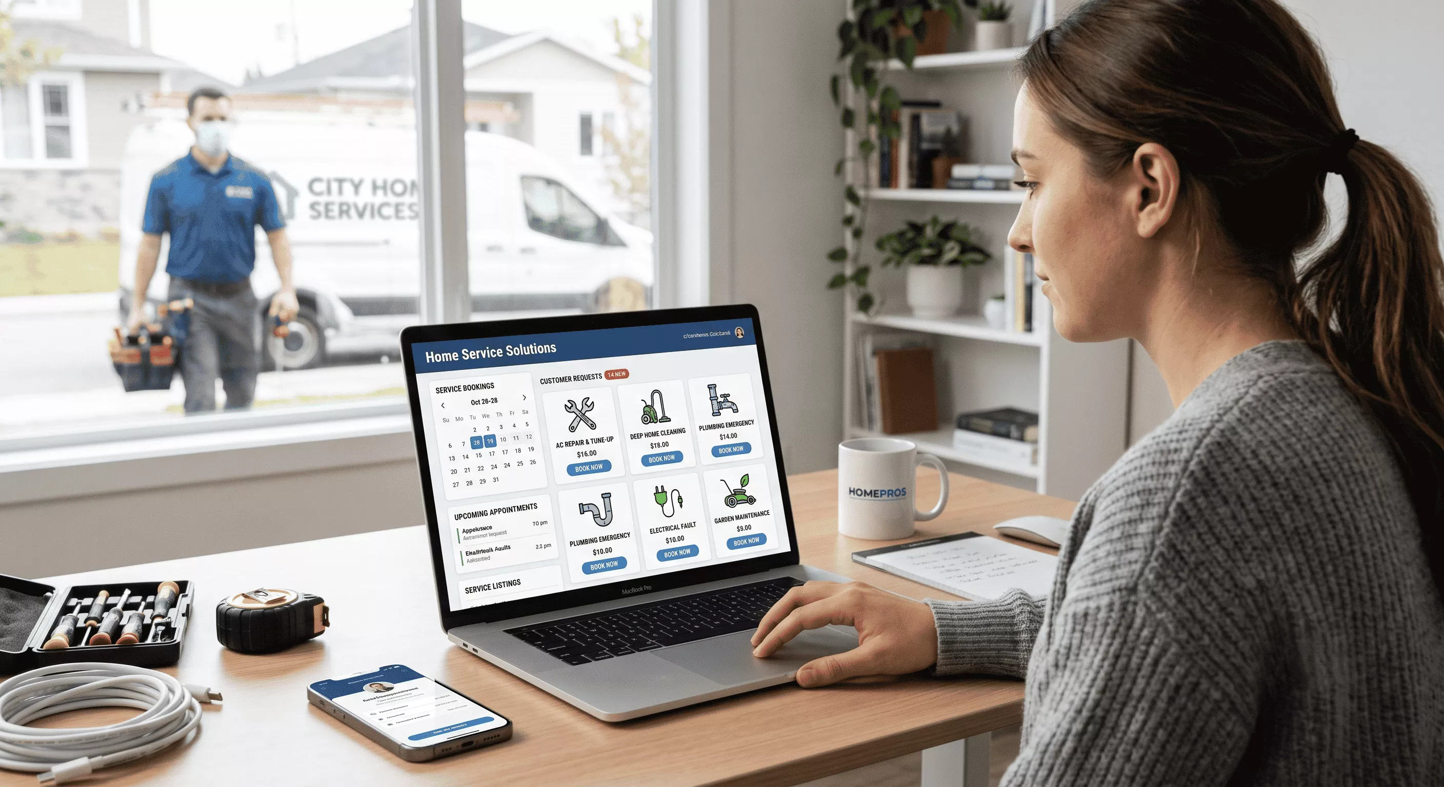 eCommerce development dashboard for home services scheduling and operations