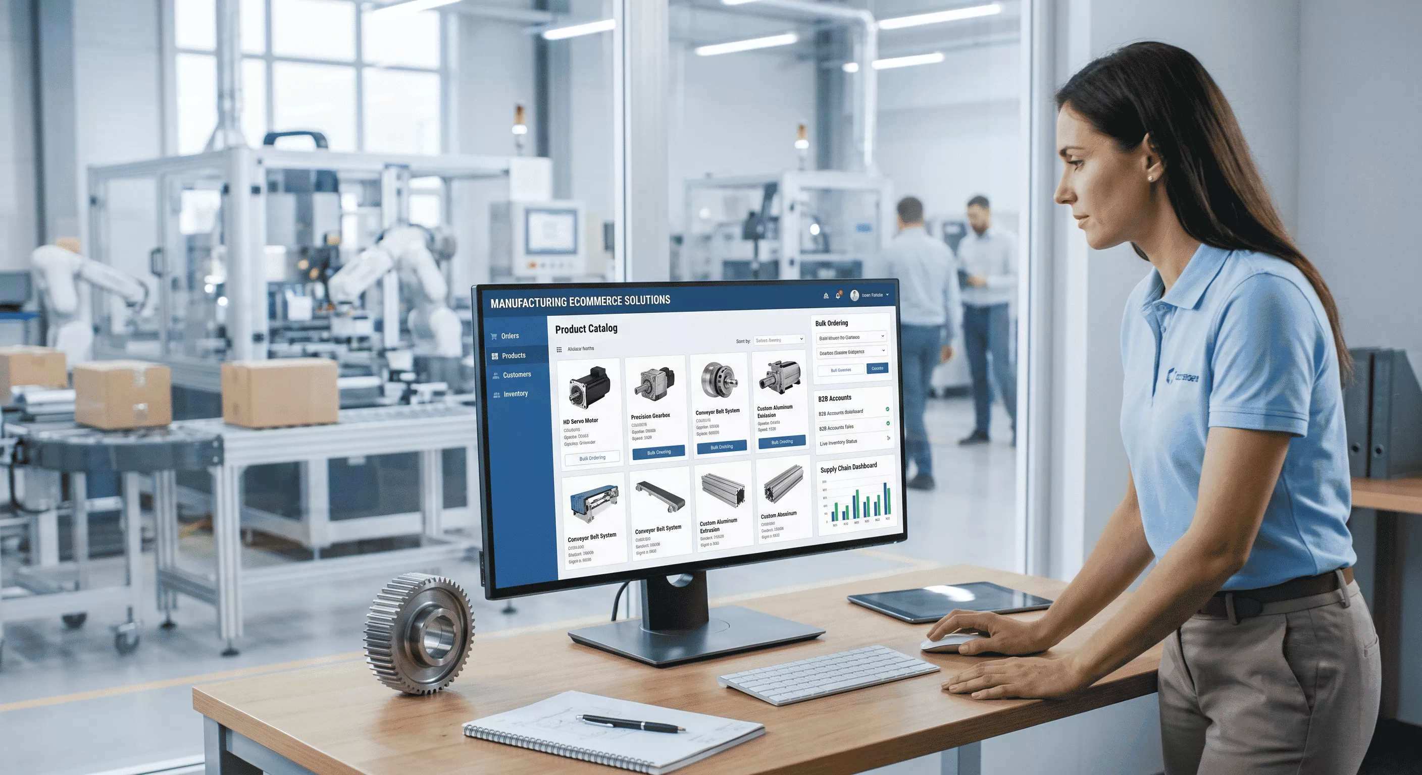 eCommerce development dashboard for manufacturing inventory and production tracking