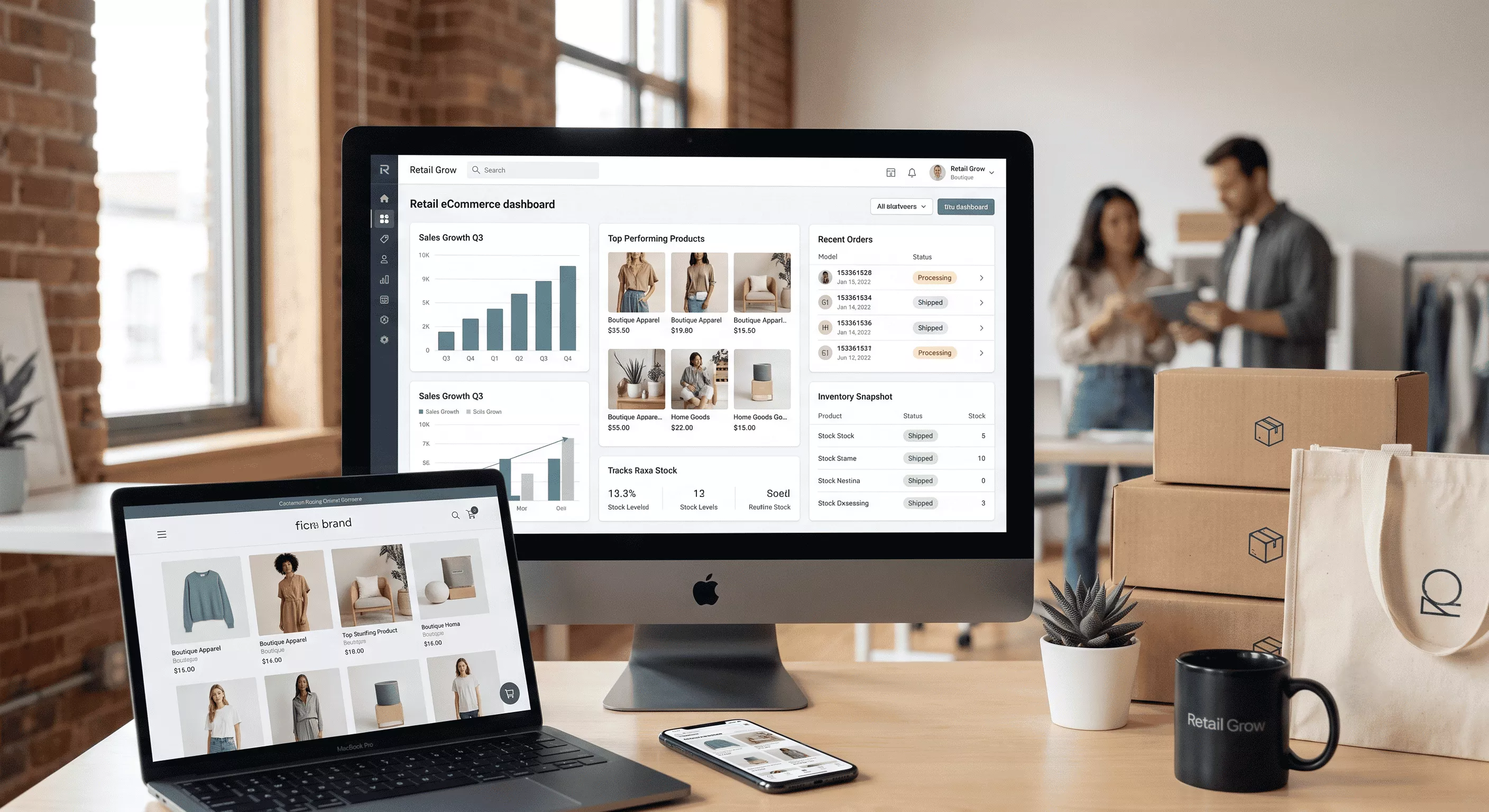 eCommerce development dashboard for retail sales and inventory tracking 